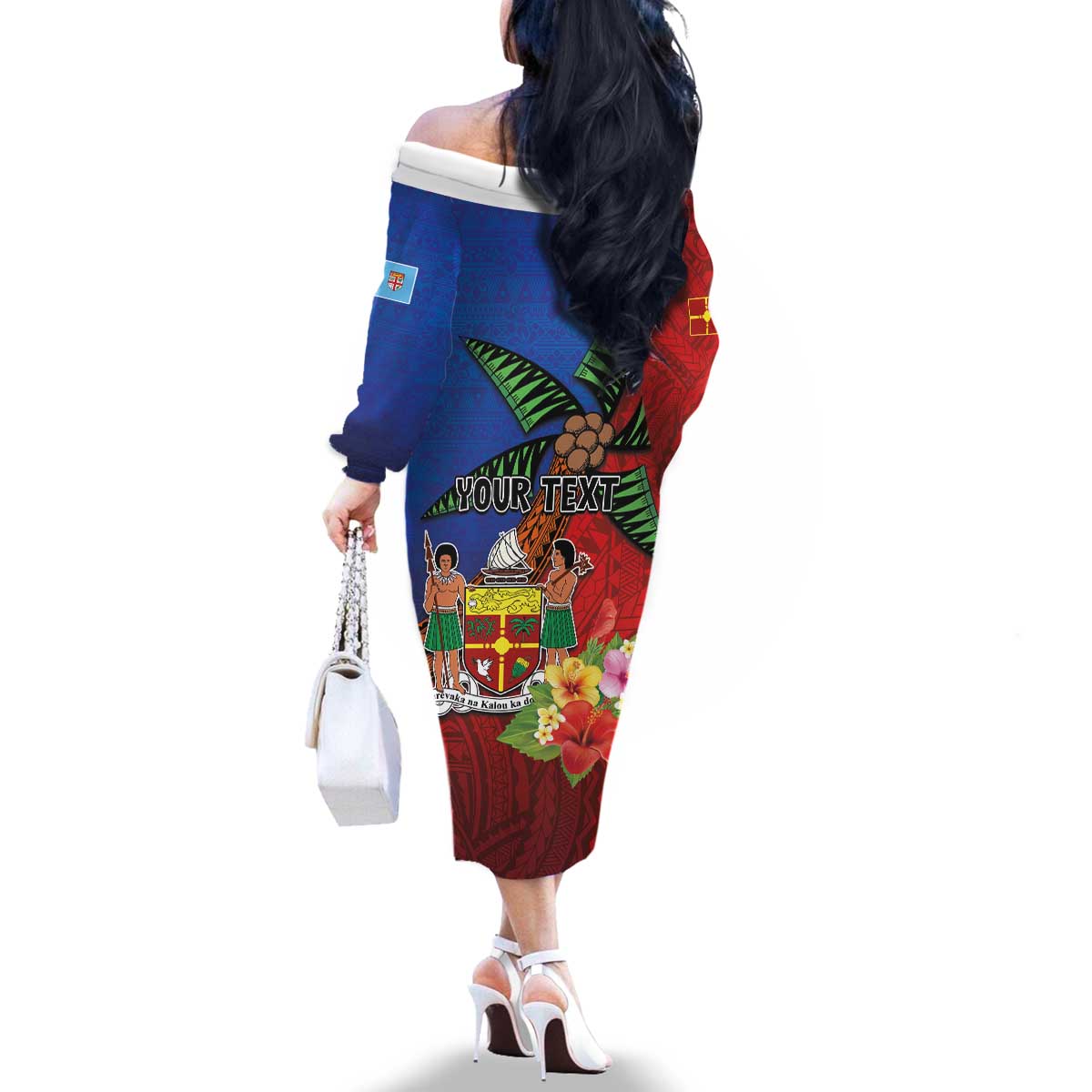 Personalised Fiji and Rotuma Together Family Matching Off The Shoulder Long Sleeve Dress and Hawaiian Shirt Fjian Masi and Pacific Pattern Mix Culture LT03 - Polynesian Pride