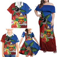 Personalised Fiji and Rotuma Together Family Matching Off Shoulder Maxi Dress and Hawaiian Shirt Fjian Masi and Pacific Pattern Mix Culture LT03 - Polynesian Pride