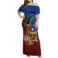 Personalised Fiji and Rotuma Together Family Matching Off Shoulder Maxi Dress and Hawaiian Shirt Fjian Masi and Pacific Pattern Mix Culture LT03 Mom's Dress Red - Polynesian Pride