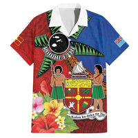 Personalised Fiji and Rotuma Together Family Matching Off Shoulder Short Dress and Hawaiian Shirt Fjian Masi and Pacific Pattern Mix Culture LT03 Dad's Shirt - Short Sleeve Red - Polynesian Pride