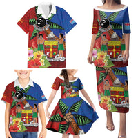 Personalised Fiji and Rotuma Together Family Matching Puletasi and Hawaiian Shirt Fjian Masi and Pacific Pattern Mix Culture LT03 - Polynesian Pride