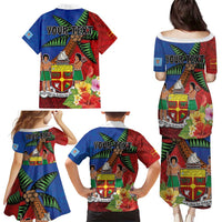 Personalised Fiji and Rotuma Together Family Matching Puletasi and Hawaiian Shirt Fjian Masi and Pacific Pattern Mix Culture LT03 - Polynesian Pride