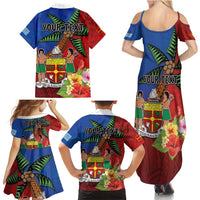 Personalised Fiji and Rotuma Together Family Matching Summer Maxi Dress and Hawaiian Shirt Fjian Masi and Pacific Pattern Mix Culture LT03 - Polynesian Pride