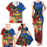 Personalised Fiji and Rotuma Together Family Matching Tank Maxi Dress and Hawaiian Shirt Fjian Masi and Pacific Pattern Mix Culture LT03 - Polynesian Pride