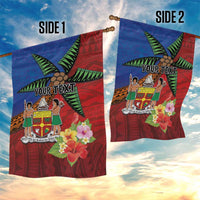 Personalised Fiji and Rotuma Together Garden Flag Fjian Masi and Pacific Pattern Mix Culture LT03 - Polynesian Pride