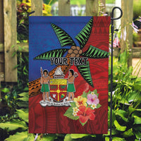 Personalised Fiji and Rotuma Together Garden Flag Fjian Masi and Pacific Pattern Mix Culture LT03 Garden Flag Red - Polynesian Pride