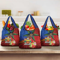 Personalised Fiji and Rotuma Together Grocery Bag Fjian Masi and Pacific Pattern Mix Culture LT03 3-pack One Size Red - Polynesian Pride