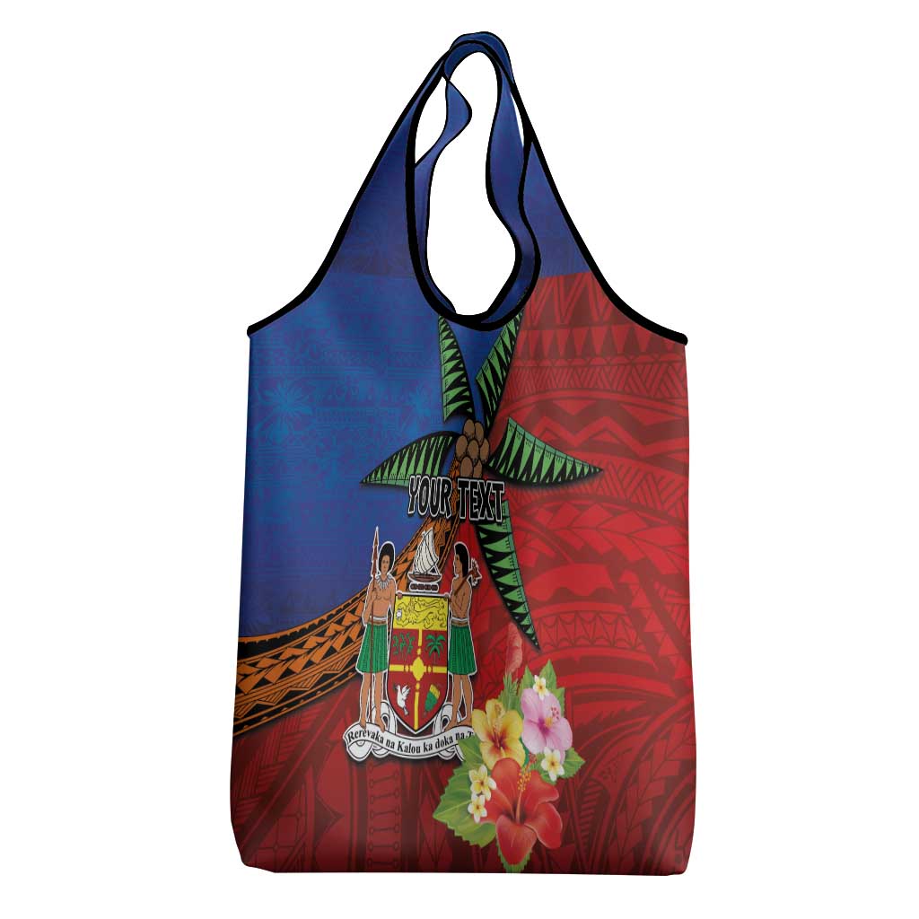 Personalised Fiji and Rotuma Together Grocery Bag Fjian Masi and Pacific Pattern Mix Culture LT03 - Polynesian Pride