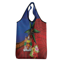 Personalised Fiji and Rotuma Together Grocery Bag Fjian Masi and Pacific Pattern Mix Culture LT03 - Polynesian Pride