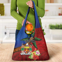 Personalised Fiji and Rotuma Together Grocery Bag Fjian Masi and Pacific Pattern Mix Culture LT03 - Polynesian Pride