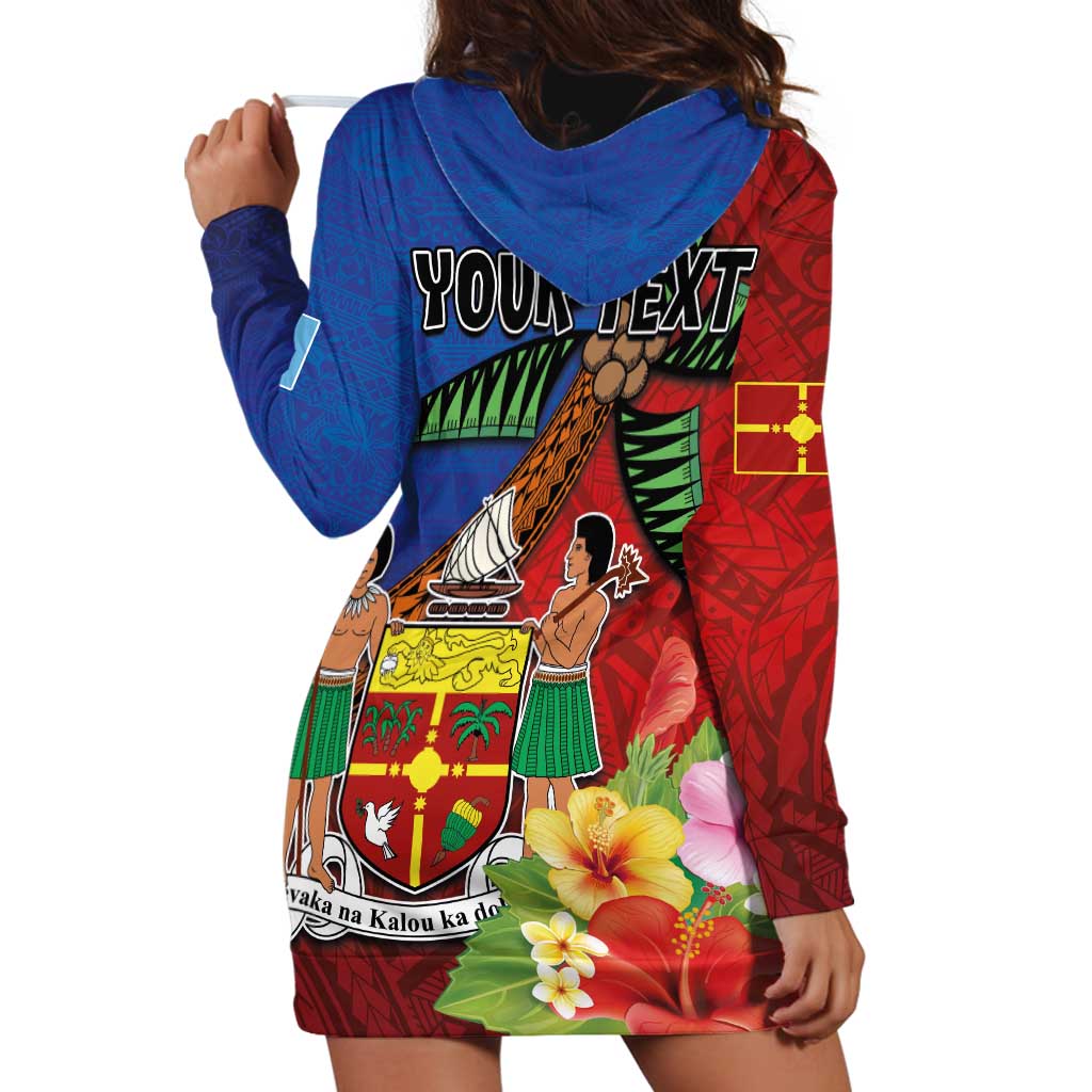 Personalised Fiji and Rotuma Together Hoodie Dress Fjian Masi and Pacific Pattern Mix Culture LT03 - Polynesian Pride