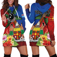Personalised Fiji and Rotuma Together Hoodie Dress Fjian Masi and Pacific Pattern Mix Culture LT03 - Polynesian Pride
