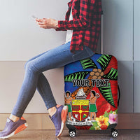 Personalised Fiji and Rotuma Together Luggage Cover Fjian Masi and Pacific Pattern Mix Culture