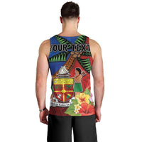 Personalised Fiji and Rotuma Together Men Tank Top Fjian Masi and Pacific Pattern Mix Culture LT03 - Polynesian Pride