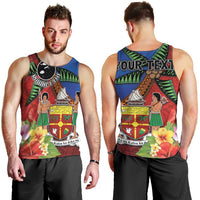 Personalised Fiji and Rotuma Together Men Tank Top Fjian Masi and Pacific Pattern Mix Culture LT03 - Polynesian Pride
