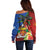 Personalised Fiji and Rotuma Together Off Shoulder Sweater Fjian Masi and Pacific Pattern Mix Culture