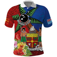Personalised Fiji and Rotuma Together Polo Shirt Fjian Masi and Pacific Pattern Mix Culture LT03 Red - Polynesian Pride