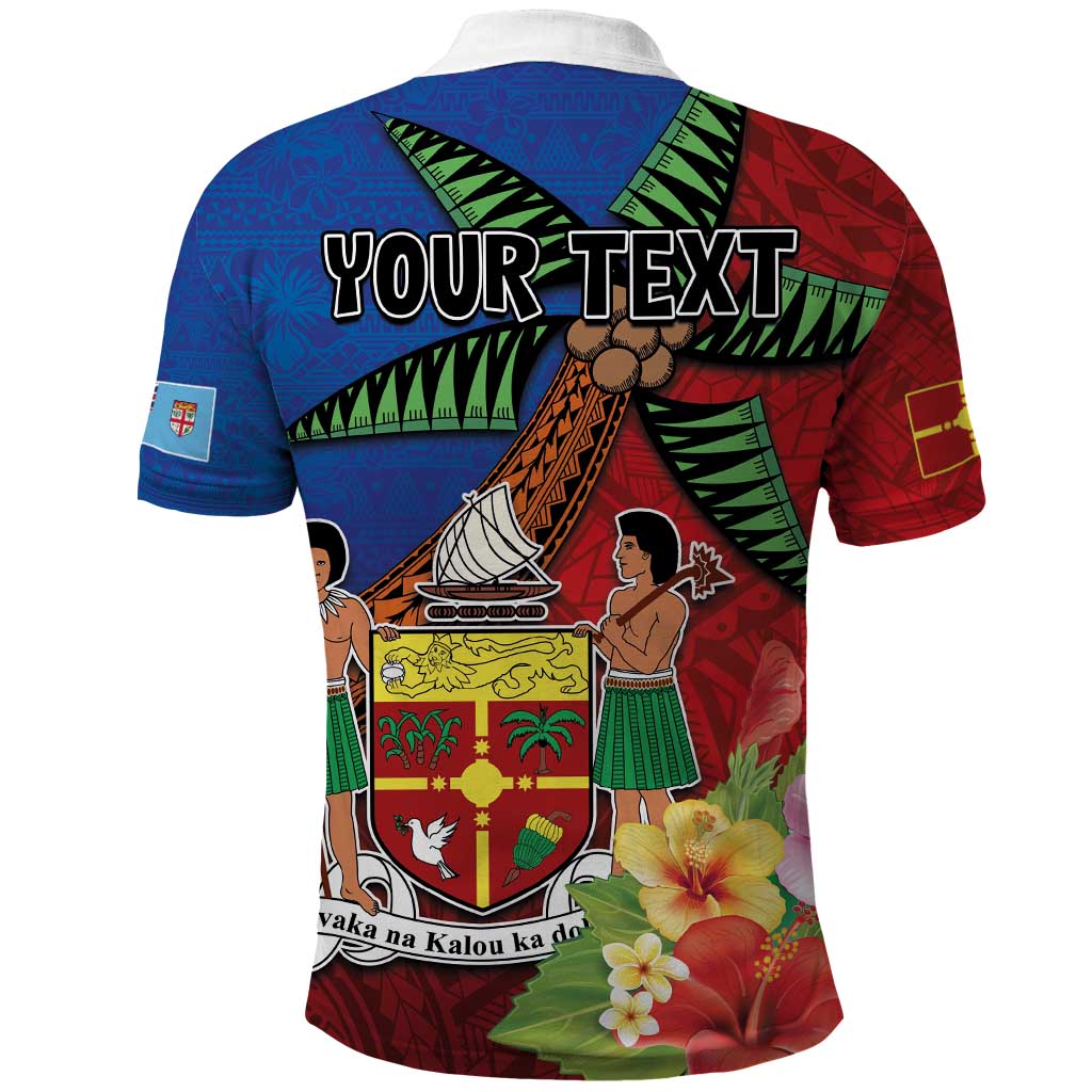 Personalised Fiji and Rotuma Together Polo Shirt Fjian Masi and Pacific Pattern Mix Culture LT03 - Polynesian Pride