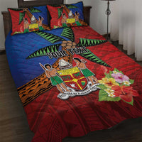 Personalised Fiji and Rotuma Together Quilt Bed Set Fjian Masi and Pacific Pattern Mix Culture LT03 Red - Polynesian Pride