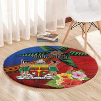 Personalised Fiji and Rotuma Together Round Carpet Fjian Masi and Pacific Pattern Mix Culture