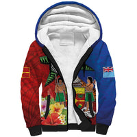 Personalised Fiji and Rotuma Together Sherpa Hoodie Fjian Masi and Pacific Pattern Mix Culture LT03 Unisex Red - Polynesian Pride