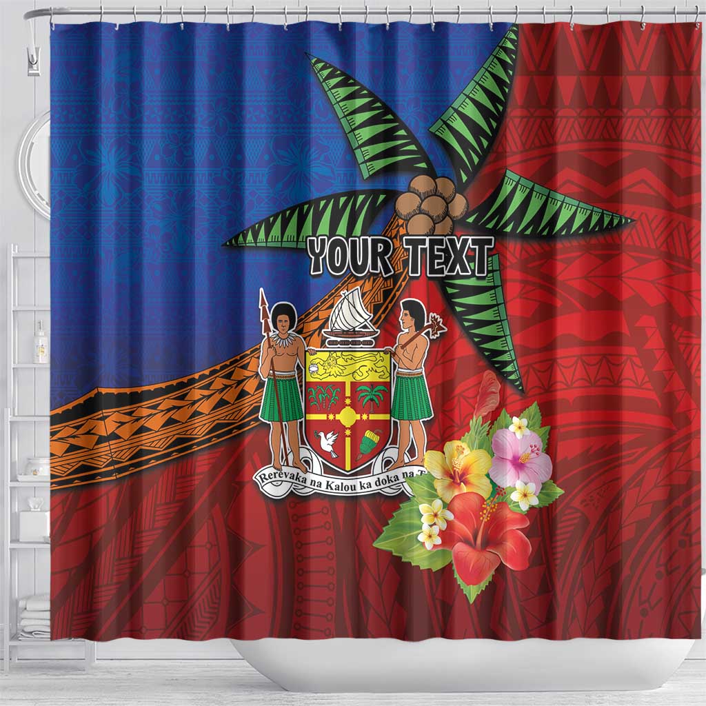 Personalised Fiji and Rotuma Together Shower Curtain Fjian Masi and Pacific Pattern Mix Culture