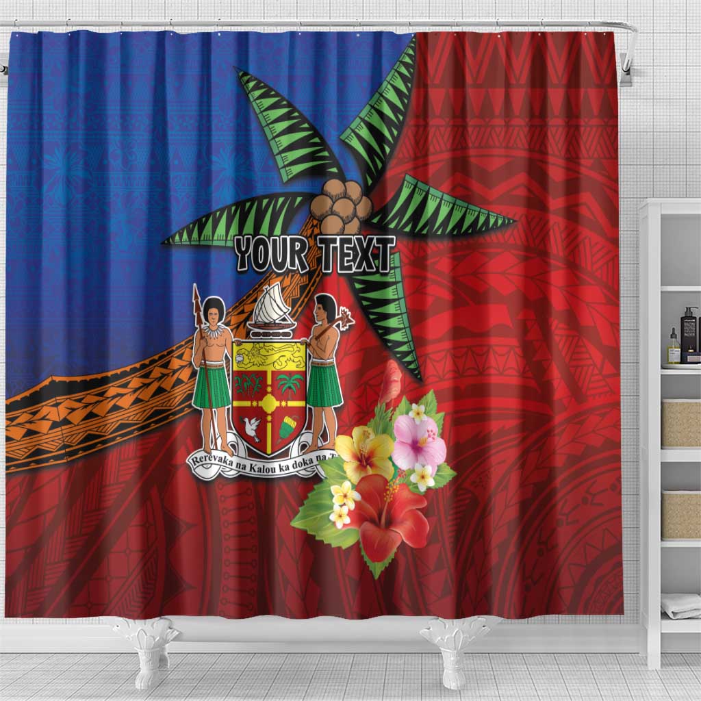 Personalised Fiji and Rotuma Together Shower Curtain Fjian Masi and Pacific Pattern Mix Culture