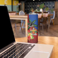 Personalised Fiji and Rotuma Together Skinny Tumbler Fjian Masi and Pacific Pattern Mix Culture LT03 - Polynesian Pride