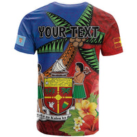 Personalised Fiji and Rotuma Together T Shirt Fjian Masi and Pacific Pattern Mix Culture LT03 - Polynesian Pride