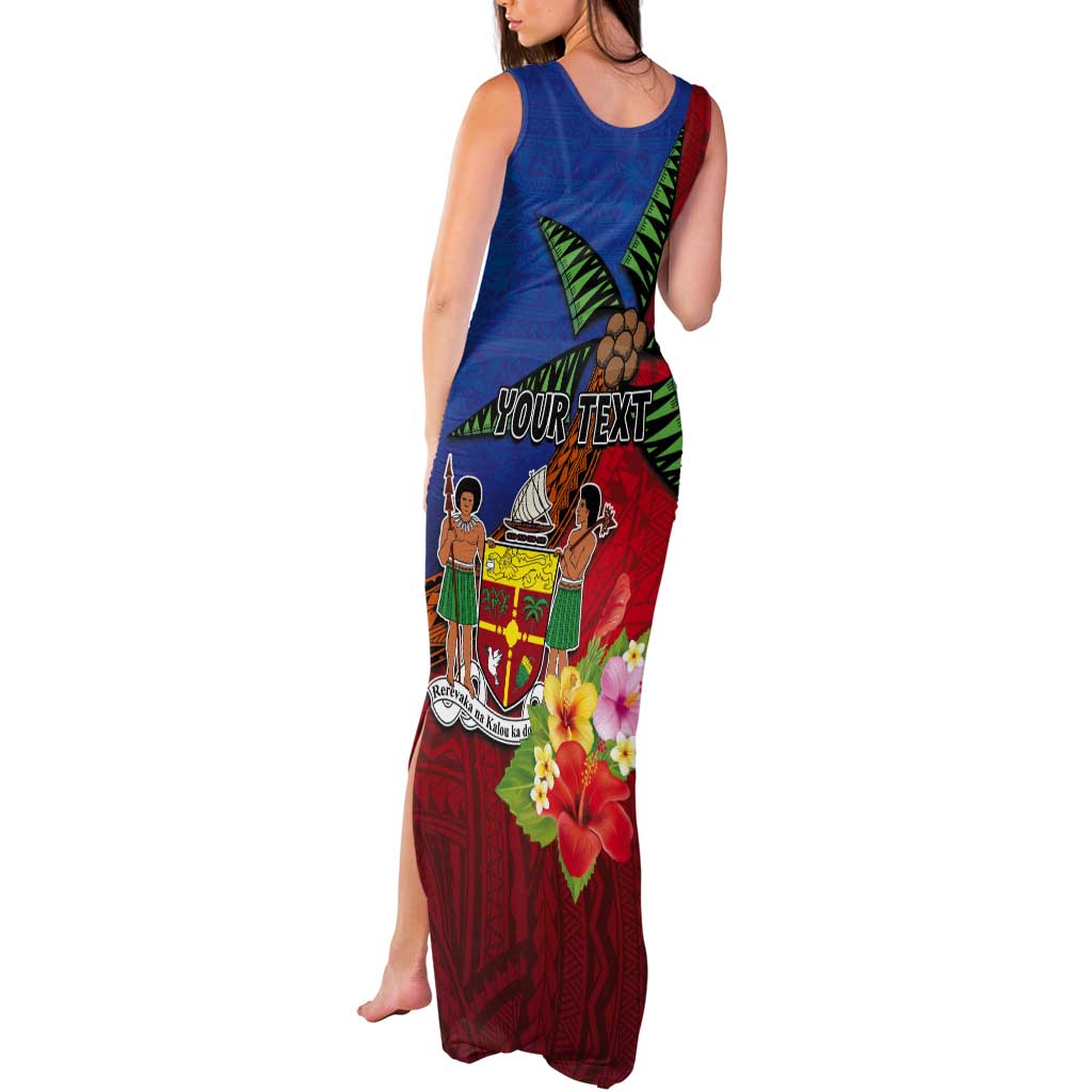 Personalised Fiji and Rotuma Together Tank Maxi Dress Fjian Masi and Pacific Pattern Mix Culture LT03 - Polynesian Pride