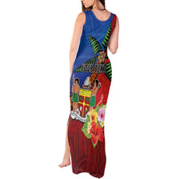 Personalised Fiji and Rotuma Together Tank Maxi Dress Fjian Masi and Pacific Pattern Mix Culture LT03 - Polynesian Pride