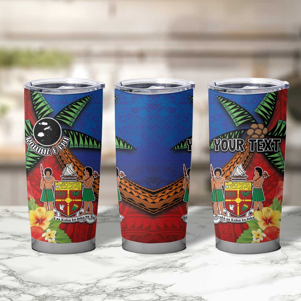 Personalised Fiji and Rotuma Together Tumbler Cup Fjian Masi and Pacific Pattern Mix Culture LT03 - Polynesian Pride