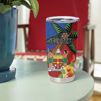 Personalised Fiji and Rotuma Together Tumbler Cup Fjian Masi and Pacific Pattern Mix Culture LT03 - Polynesian Pride