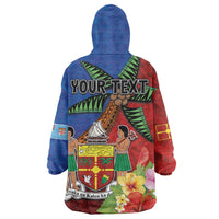 Personalised Fiji and Rotuma Together Wearable Blanket Hoodie Fjian Masi and Pacific Pattern Mix Culture LT03 - Polynesian Pride