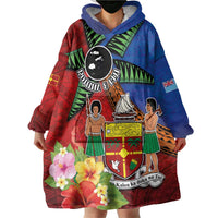 Personalised Fiji and Rotuma Together Wearable Blanket Hoodie Fjian Masi and Pacific Pattern Mix Culture LT03 - Polynesian Pride
