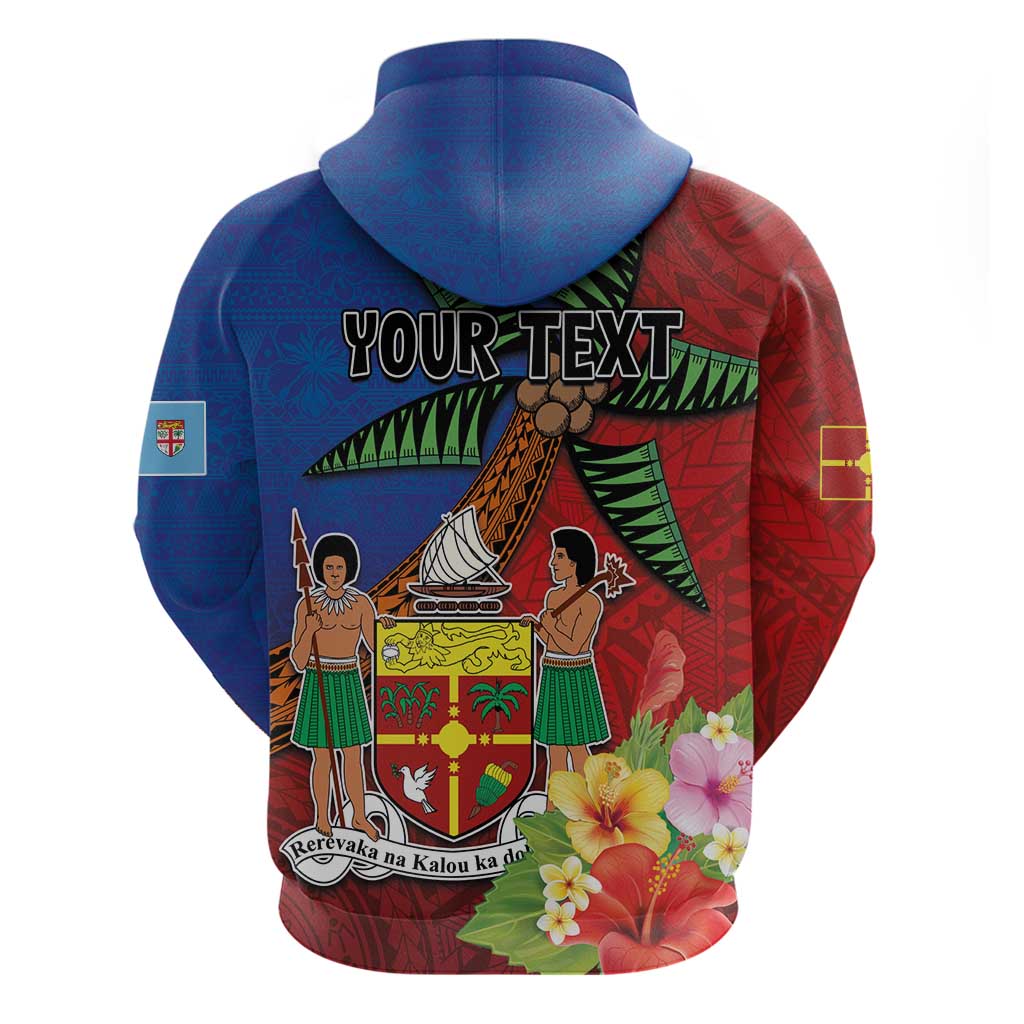 Personalised Fiji and Rotuma Together Zip Hoodie Fjian Masi and Pacific Pattern Mix Culture LT03 - Polynesian Pride