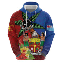 Personalised Fiji and Rotuma Together Zip Hoodie Fjian Masi and Pacific Pattern Mix Culture LT03 - Polynesian Pride