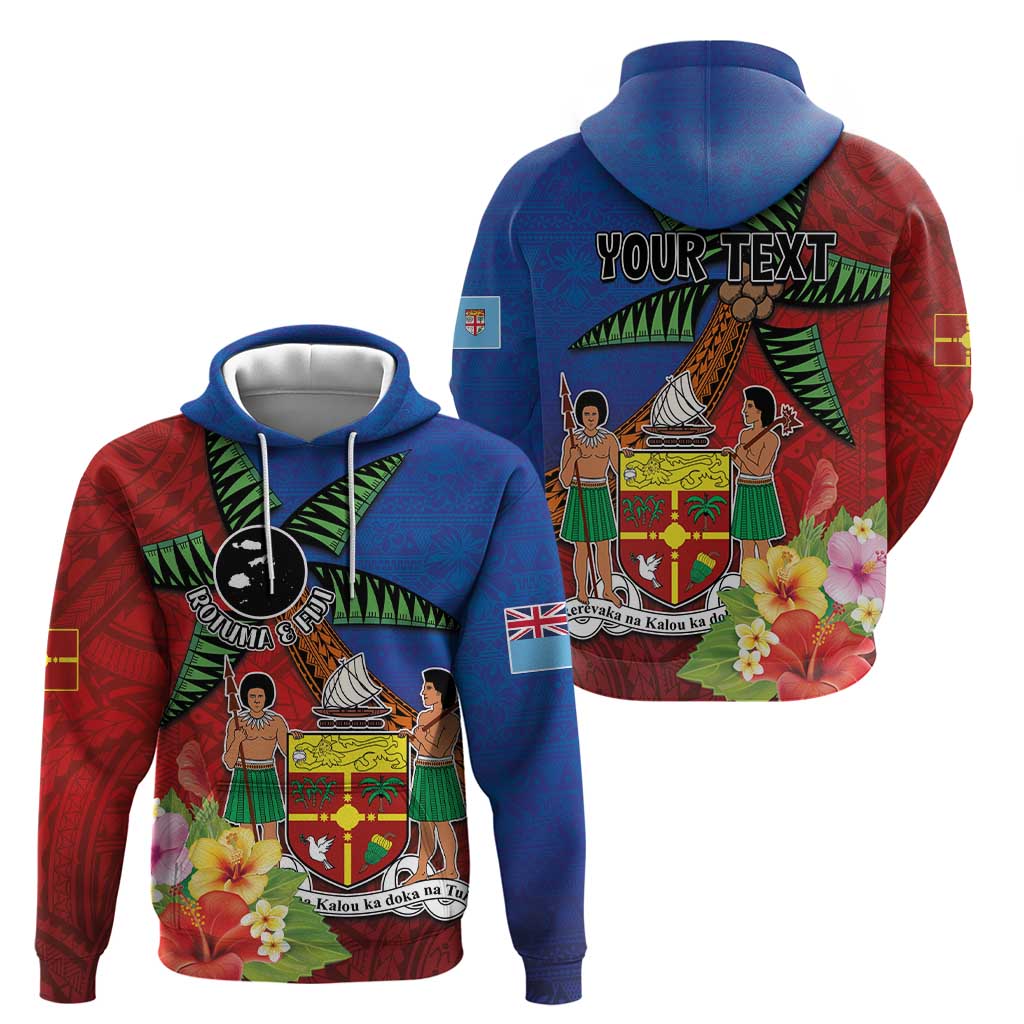 Personalised Fiji and Rotuma Together Zip Hoodie Fjian Masi and Pacific Pattern Mix Culture LT03 - Polynesian Pride