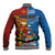 Personalised Fiji and Rotuma Together Baseball Jacket Tapa and Pacific Art Pattern with Cultural Emblems Half Style