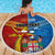 Personalised Fiji and Rotuma Together Beach Blanket Tapa and Pacific Art Pattern with Cultural Emblems Half Style