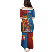 Personalised Fiji and Rotuma Together Family Matching Puletasi and Hawaiian Shirt Tapa and Pacific Art Pattern with Cultural Emblems Half Style LT03 - Polynesian Pride