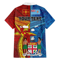 Personalised Fiji and Rotuma Together Family Matching Short Sleeve Bodycon Dress and Hawaiian Shirt Tapa and Pacific Art Pattern with Cultural Emblems Half Style LT03 - Polynesian Pride