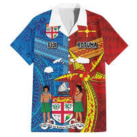 Personalised Fiji and Rotuma Together Hawaiian Shirt Tapa and Pacific Art Pattern with Cultural Emblems Half Style