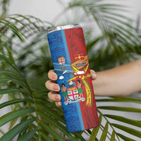 Personalised Fiji and Rotuma Together Skinny Tumbler Tapa and Pacific Art Pattern with Cultural Emblems Half Style LT03 - Polynesian Pride