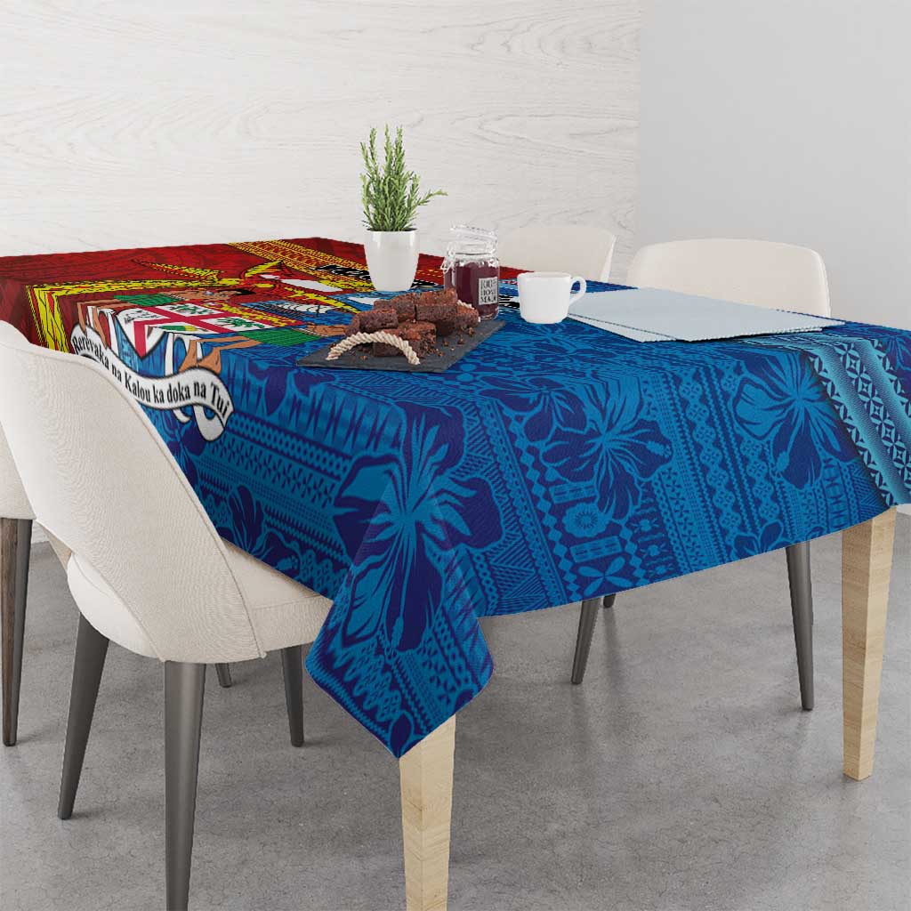 Personalised Fiji and Rotuma Together Tablecloth Tapa and Pacific Art Pattern with Cultural Emblems Half Style LT03 - Polynesian Pride