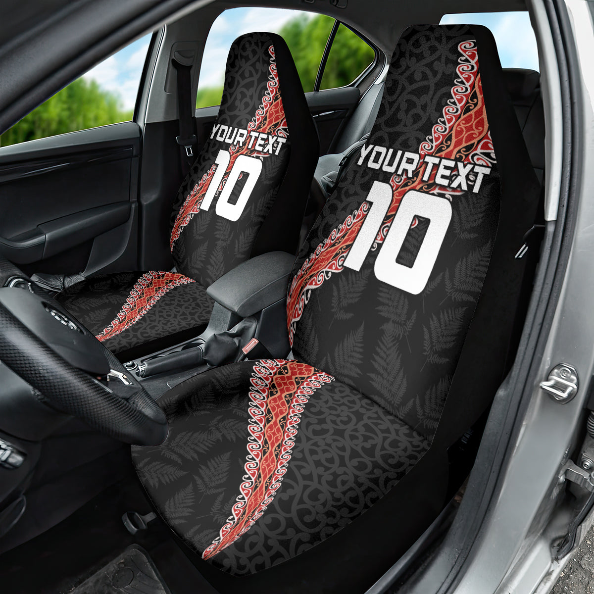 Custom New Zealand Rugby Car Seat Cover Maori and Silver Fern Half Style LT03 - Polynesian Pride