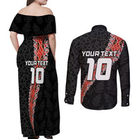 Custom New Zealand Rugby Couples Matching Off Shoulder Maxi Dress and Long Sleeve Button Shirt Maori and Silver Fern Half Style LT03 - Polynesian Pride