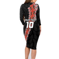 Custom New Zealand Rugby Family Matching Long Sleeve Bodycon Dress and Hawaiian Shirt Maori and Silver Fern Half Style LT03 - Polynesian Pride