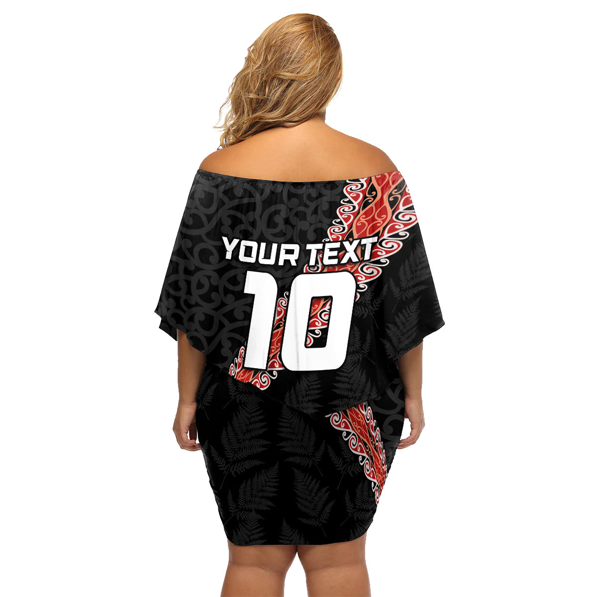 Custom New Zealand Rugby Family Matching Off Shoulder Short Dress and Hawaiian Shirt Maori and Silver Fern Half Style LT03 - Polynesian Pride