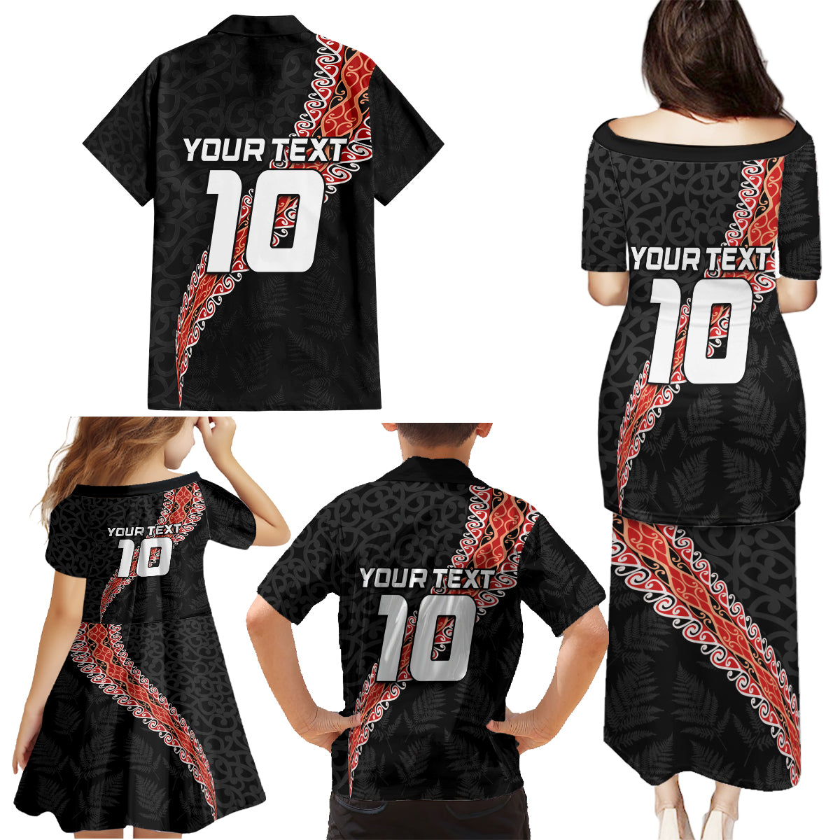 Custom New Zealand Rugby Family Matching Puletasi and Hawaiian Shirt Maori and Silver Fern Half Style LT03 - Polynesian Pride